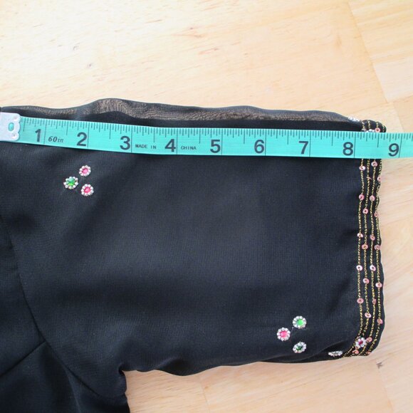 Indian Saree Black Chiffon with Choli Blouse Kundan Beaded Stone Work Vintage - Picture 7 of 11